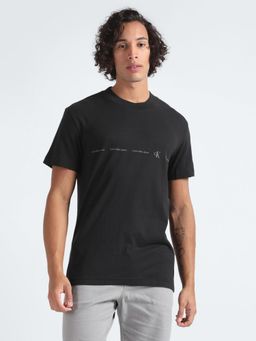 Calvin Klein - Men Black Cotton Typography Regular Fit T-Shirt