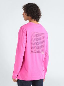 Calvin Klein - Men Pink Cotton Typography Relaxed Fit T-Shirt