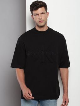 Calvin Klein - Men Black Cotton Typography Oversized Fit T-Shirt