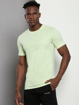 Calvin Klein - Men Green Cotton Typography Slim Fit T-Shirt