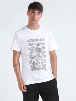 Calvin Klein - Men White Cotton Typography Regular Fit T-Shirt