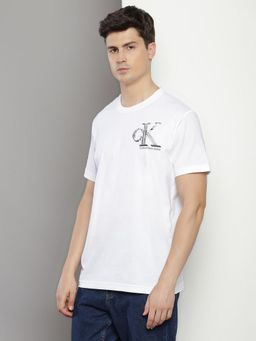 Calvin Klein - Men White Cotton Typography Regular Fit T-Shirt