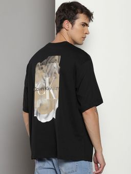 Calvin Klein - Men Black Cotton Typography Relaxed Fit T-Shirt