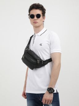 Calvin Klein - Men White Cotton Solid Regular Fit Polo T-Shirt