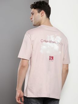 Calvin Klein - Men Pink Cotton Solid Relaxed Fit T-Shirt