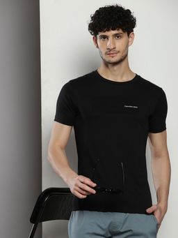 Calvin Klein - Men Black Cotton Solid Slim Fit T-Shirt