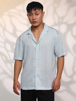 Campus Sutra - Men's Blue Collar Oversized Casual Shirt