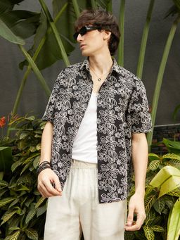 Campus Sutra - Men's Midnight Black Oversized Casual Shirt