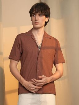 Campus Sutra - Men's Brown Woven Casual Shirt