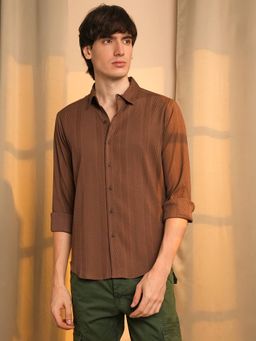 Campus Sutra - Men's Brown Casual Shirt