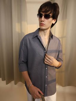 Campus Sutra - Men's Grey Striped Casual Shirt