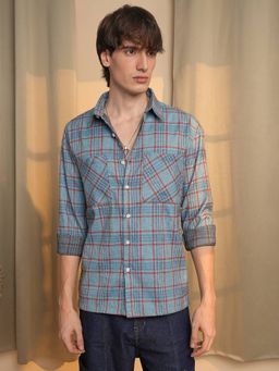 Campus Sutra - Men's Blue Checked Casual Shirt