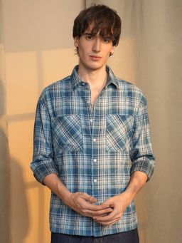 Campus Sutra - Men's Blue Checked Casual Shirt
