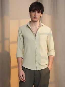 Campus Sutra - Men's Green Textured Casual Shirt