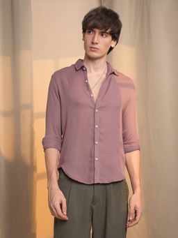 Campus Sutra - Men's Purple Textured Casual Shirt