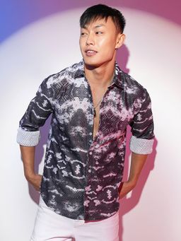 Campus Sutra - Men's Midnight Black Reptilia Casual Shirt