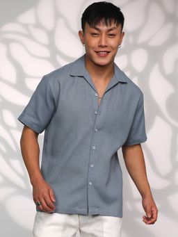 Campus Sutra - Men's Grey Spread Collar Casual Shirt