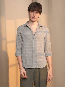 Campus Sutra - Men's Grey Checked Casual Shirt