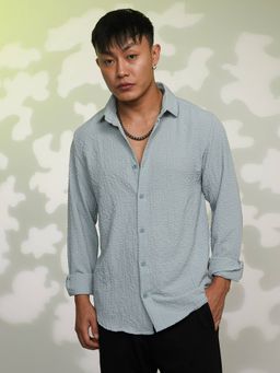 Campus Sutra - Men's Spread Collar Grey Casual Shirt