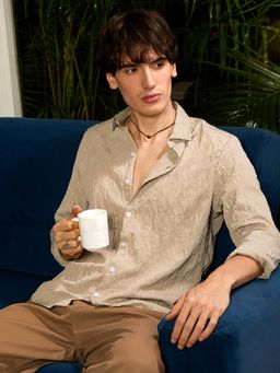 Campus Sutra - Men's Khaki Beige Casual Shirt