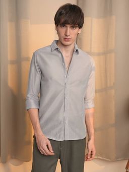 Campus Sutra - Men's Grey Textured Casual Shirt