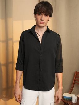 Campus Sutra - Men's Black Textured Casual Shirt