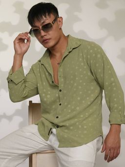 Campus Sutra - Men's Green Cuban Collar Casual Shirt