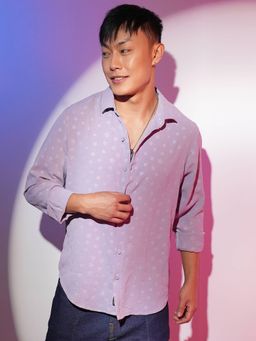 Campus Sutra - Men's Lilac Polka Dot Casual Shirt