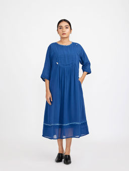 JAYATI GOENKA - Blue Midie U-Yoke Dress