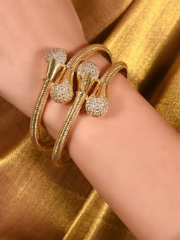 Ratnavali Jewels - Gold Plated American Diamond Cubic Zirconia Kada Bangles