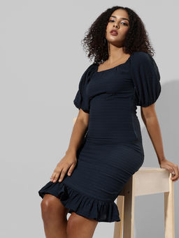 PINACOLADA - Womens Solid Black Regular Fit Dress