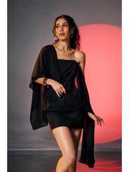 Lea Clothing - Elowen Black Lace Corset Scarf Top