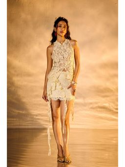 Lea Clothing - Santorini Lace Ruffled Mini Skirt