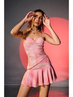 Lea Clothing - Pink Embroidered Mini Skirt