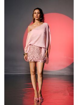 Lea Clothing - Arina Pink Cape Top and Bralette