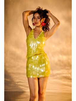 Lea Clothing - Martini Green Sequin Backless Top