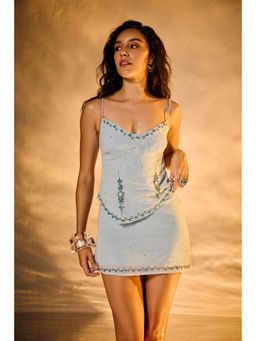 Lea Clothing - Salt Kiss Blue Embroidered Top