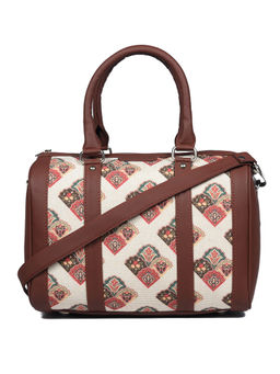 Zouk - Womens White Printed Vegan Leather Handbag