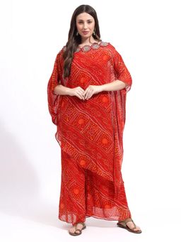 QAIYNAT - Georgette Bandhej Flared Palazzo with Kurta (Set of 2)