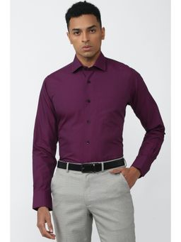 Van Heusen - Men Purple Regular Fit Solid Full Sleeves Formal Shirt