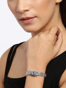 Blueberry - Silver Plated Evil Eye Strap Bracelet