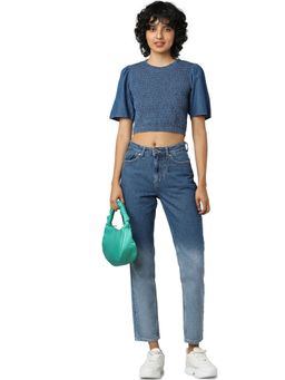 ONLY - Women Textured Blue Top