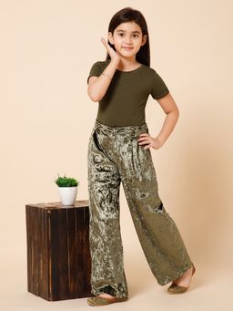 PICCOLO - Green Velvet Pants with T-Shirt (Set of 2)