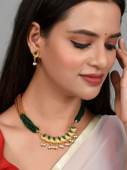 Silvermerc Designs - Gold Plated Artificial Necklace Jewellery Set for Women