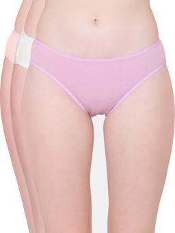 Bodycare - Womens Cotton Spandex Assorted Solid Bikini Briefs - Multi-color (Pack of 3)