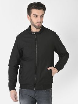 CRIMSOUNE CLUB - Men Black Casual Bomber Jacket
