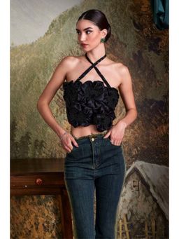 ZABELLA - Black Floret Halter Neck Top