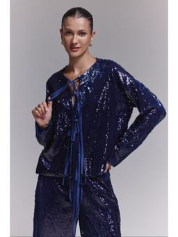 ZABELLA - Abby Violet Sequin Tie Up Shirt