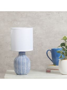 HomeTown - Twilight Ceramic Pot Table Lamp 13 x 27Cm White And Indigo