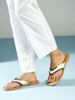 Inc.5 - Women Multi-Color Embroidered Open Toe Flats